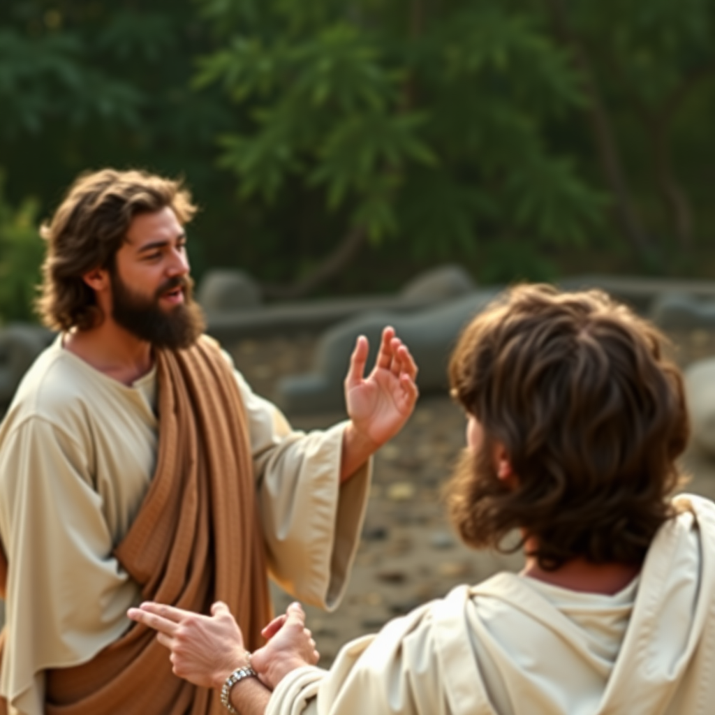 young man rejects jesus and yells at him in anger, as jesus is silent