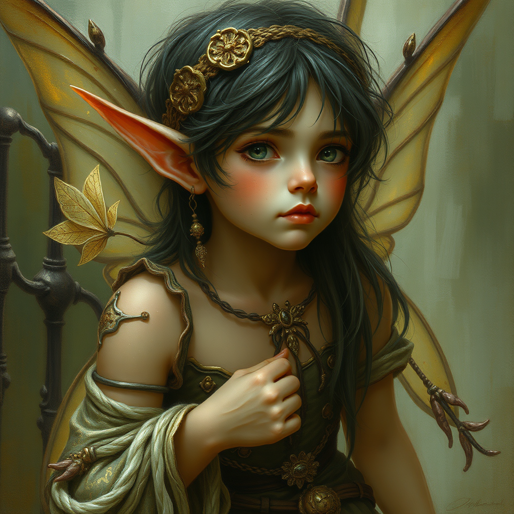 A fairy boy IN THE ART STYLING OF BRIAN FROUD