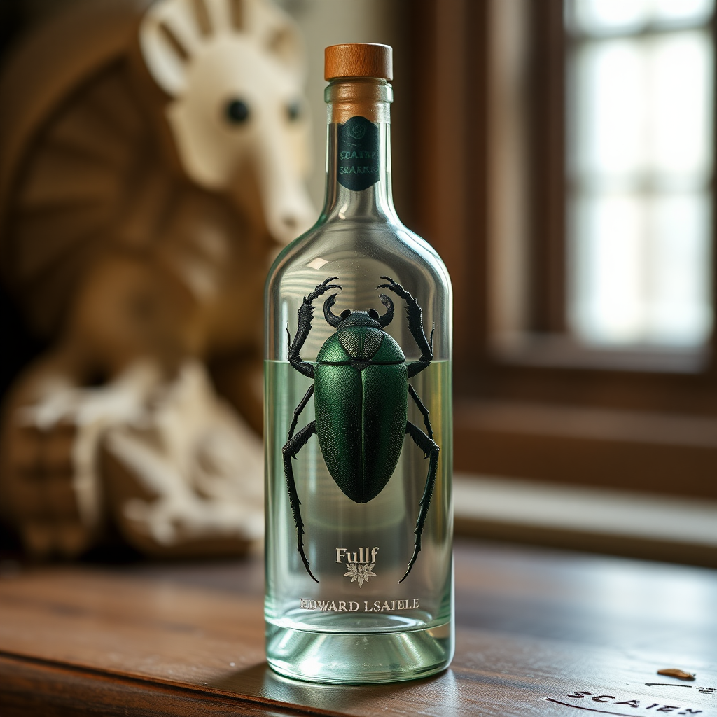 full bottle of scarab Edward Leedskalnin