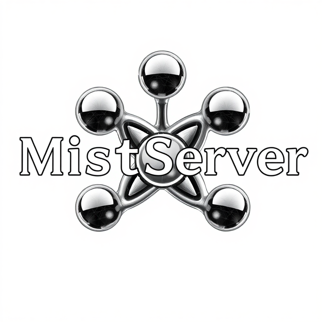 MistServer streaming media server logo in the style of Escher, reflective, raytracing, seven atom molecule, iron, metal, liquid, trickery, intricate details, clipart, line drawing with pencil shading, no text