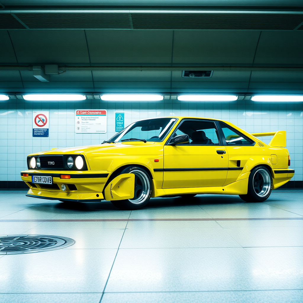 Lemon chrome toyota trueno tuning in Moscow subway station.