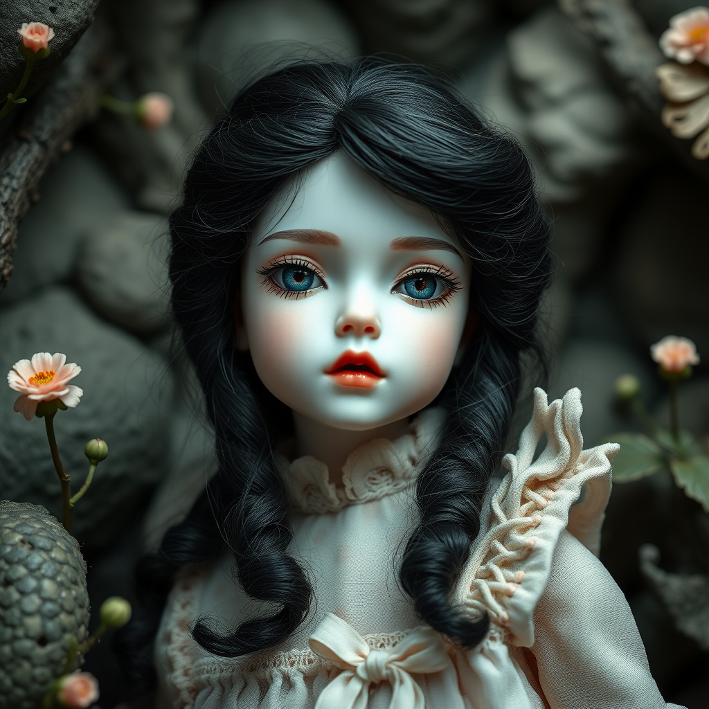 a porcelain doll, artists doll, bjd, high quality photo, intricate environment, ultra-detailed, impressionistic, dynamic composition, artistic photograph, matte texture