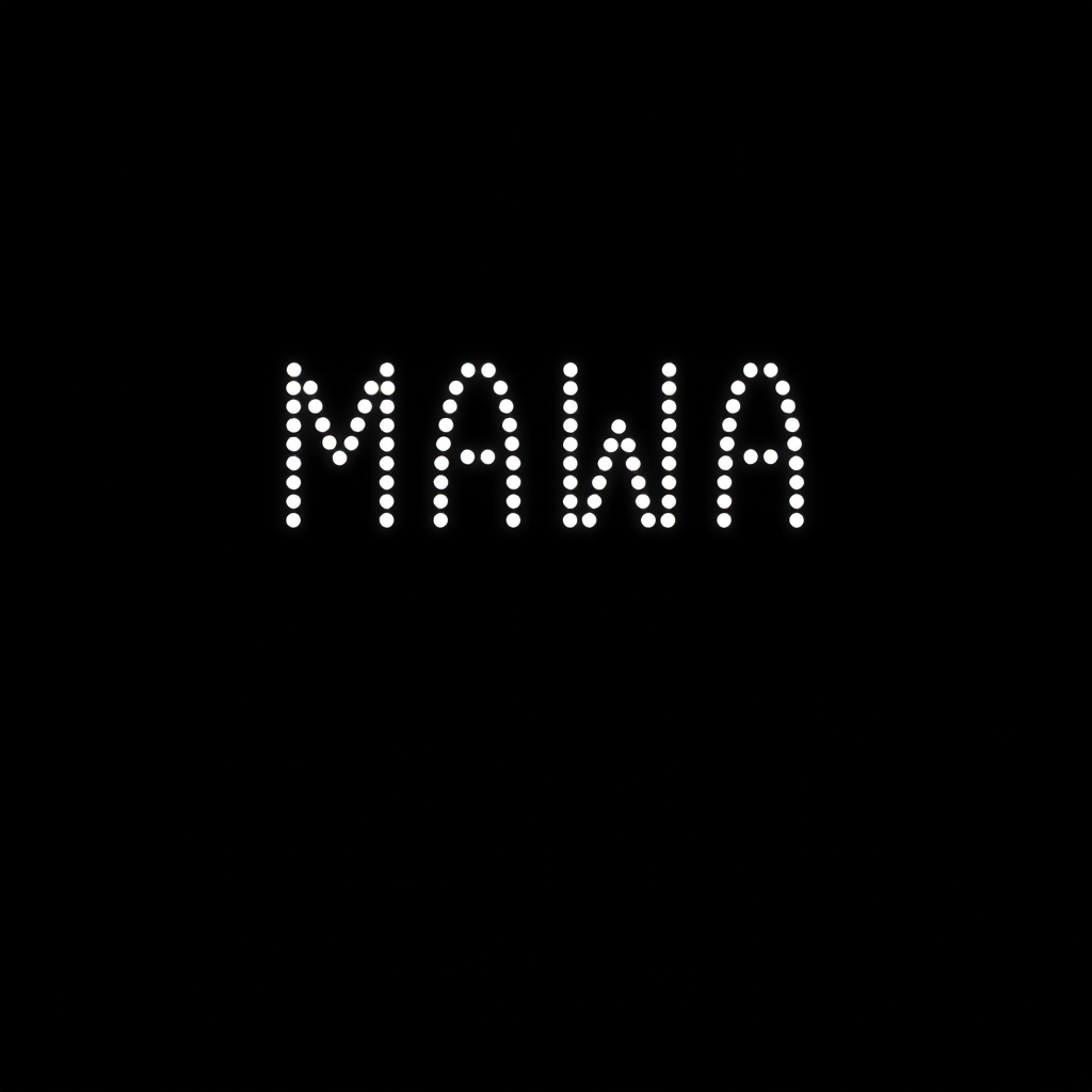 AI Compute Inspired Solid White Text That Says "MAWA" On Solid Black Background