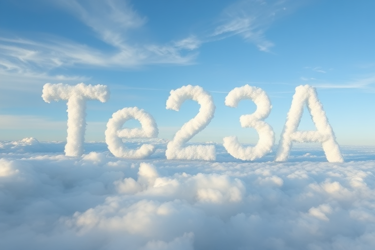 the text "Te23A" made out of clouds in the sky