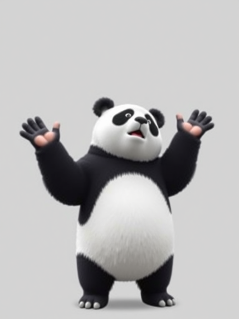 A picture of a panda bear raising his hands, shrugging. As to indicate that he does not know the answer to a question being asked him.