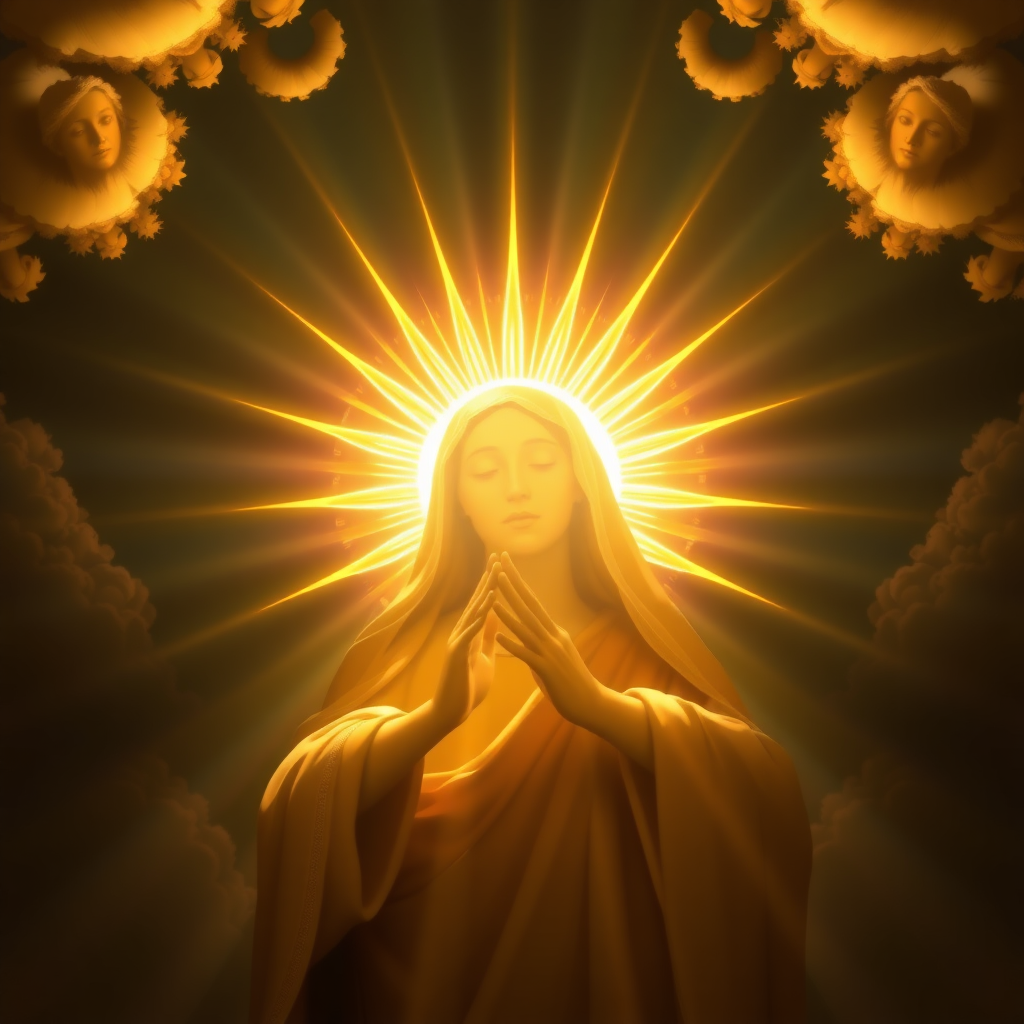 Holy Maria child of the King of kings sun ray older than light no face no cover sun jesus and the truth