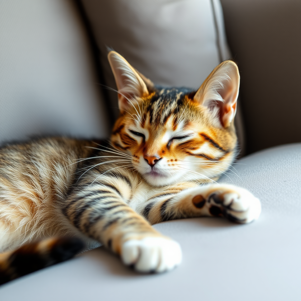 cute cat sleep in sofa