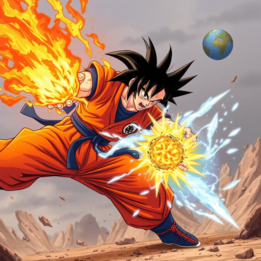 A firefighter fighting against Goku