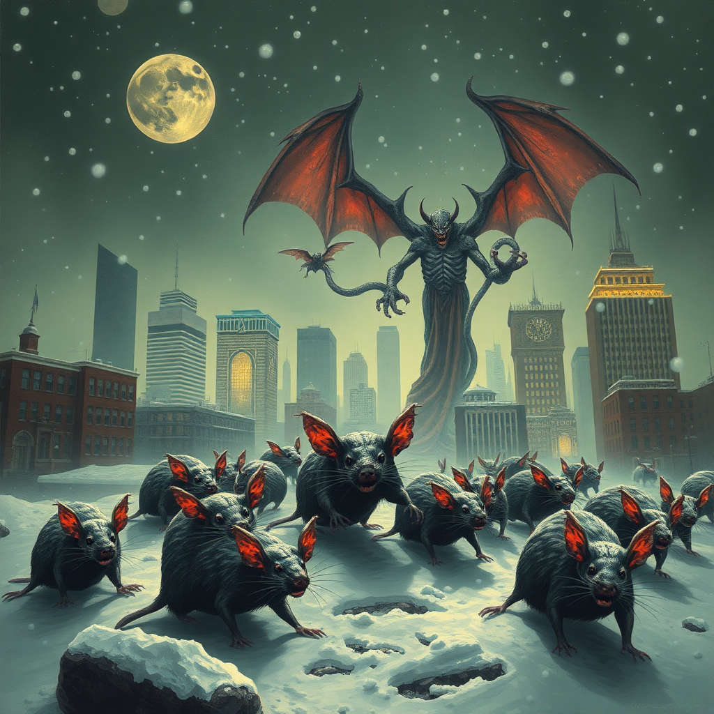 Demon rats invading Boston, Satan, blizzard, ancient aliens, conspiracy theories, cryptid, sinister, occult