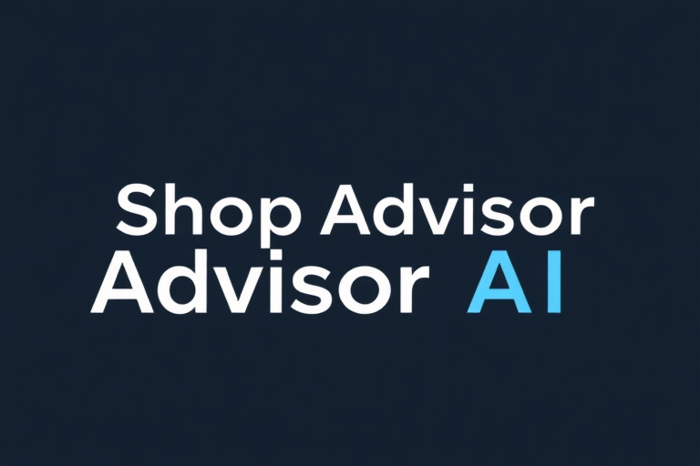 A logo for shop repair software called "Shop Advisor AI", with a wrench or pneumatic gun element incorporated