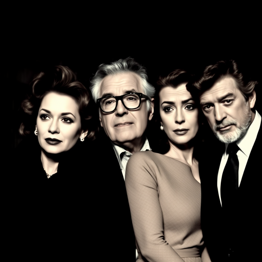 Sofia Loren, Dustin Hoffman, Robert De Niro, Meryl Streep, Paul Newman in monochromatic.