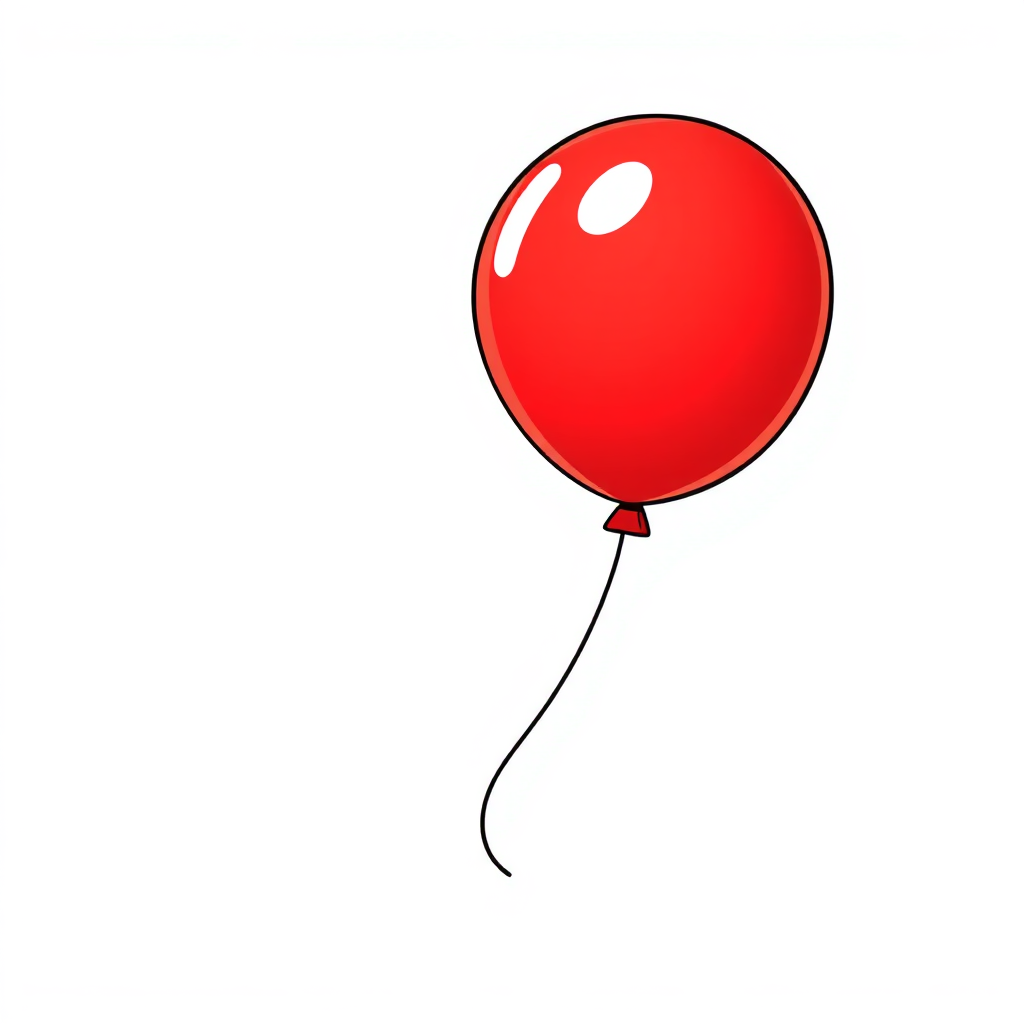 a red balloon, tense fabric, massive protruding bulge on one side of the balloon, side view, 2D, caricature, cartoon, Sketch lines, coloring book, coloring book style on white background, well composed, clean coloring book page, No dither, no gradient, strong outline, No fill, No solids, vector illustration, realistic proportions