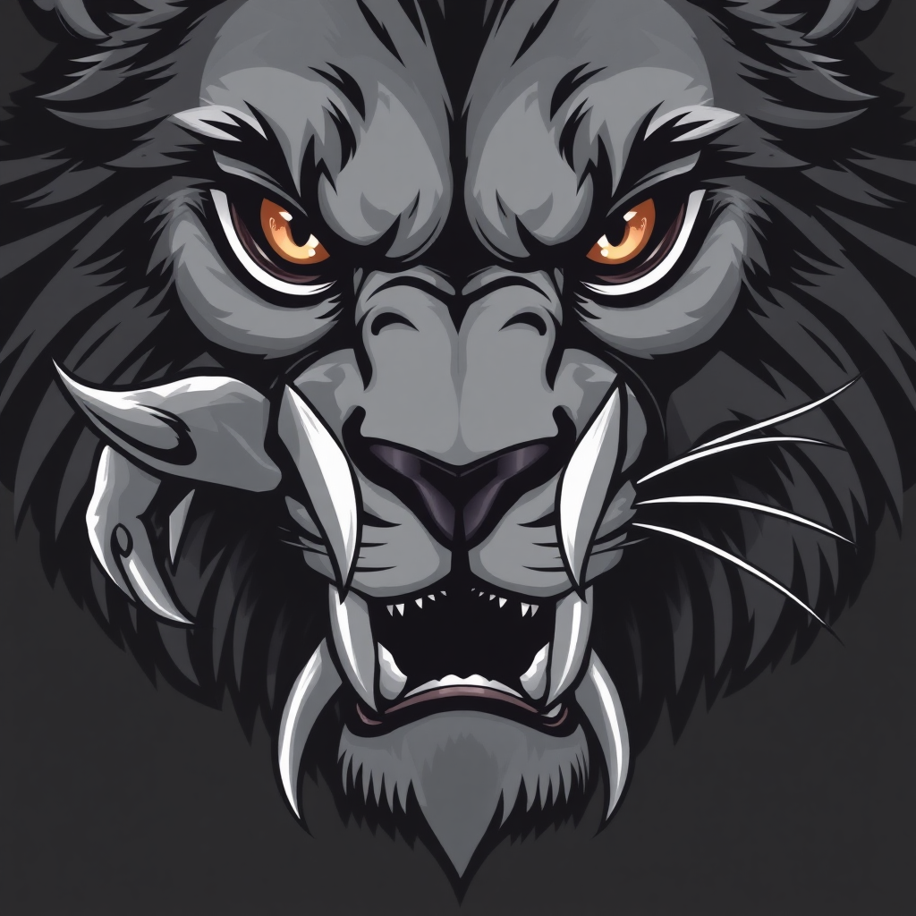 Create an anime-style illustration featuring the claws of a lion, combined with its intense eyes. The design should focus on the sharp, exaggerated claws, showcasing intricate details, while the eyes should be large and expressive, conveying a fierce and powerful look. Use a monochromatic color scheme to enhance the drama of the illustration, ensuring that both the claws and the eyes are prominent in the design. This artwork should embody strength and intensity, suitable for branding or logo use.