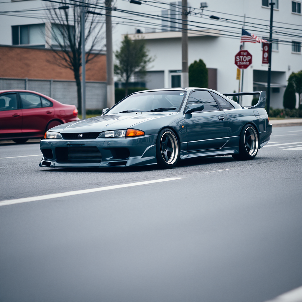 Nissan Silvia S14 the car is parked on the side of the road, inspired by Taiyō Matsumoto, Tumblr, restomod, ND4, C4