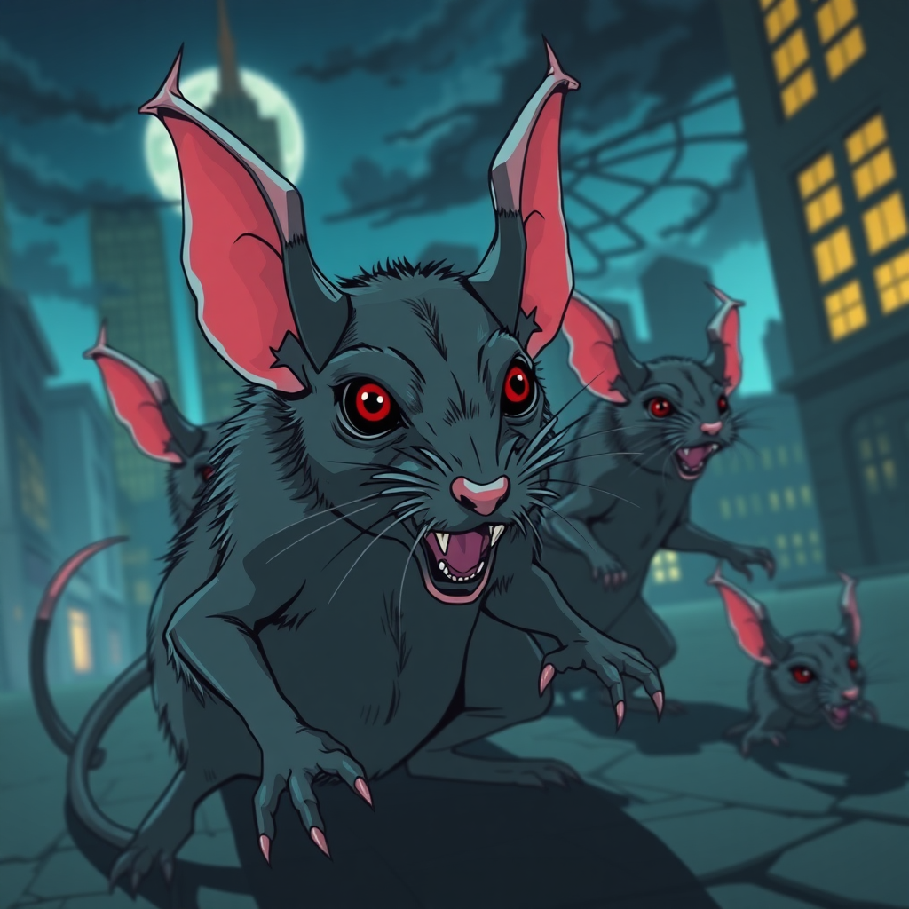 Demon rats invading Boston, anime