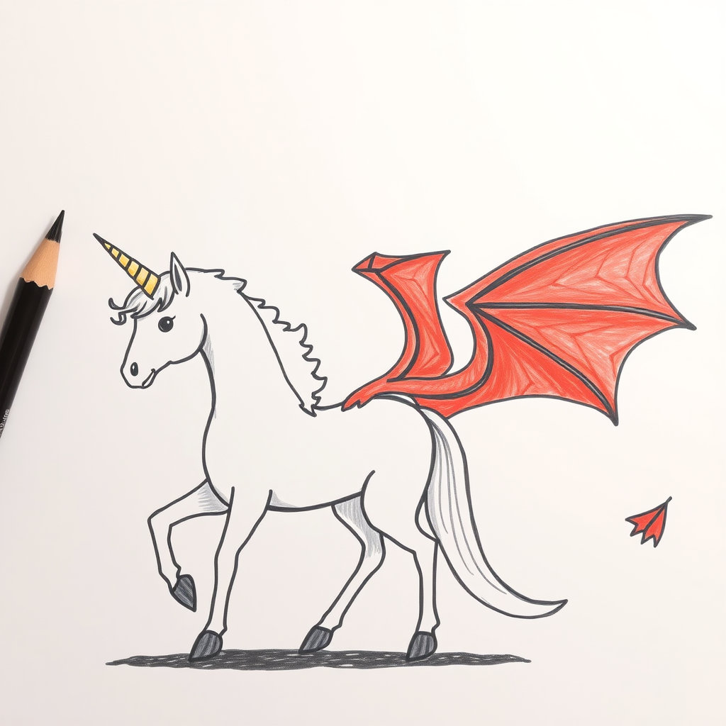 Draw a unicorn and a dragon