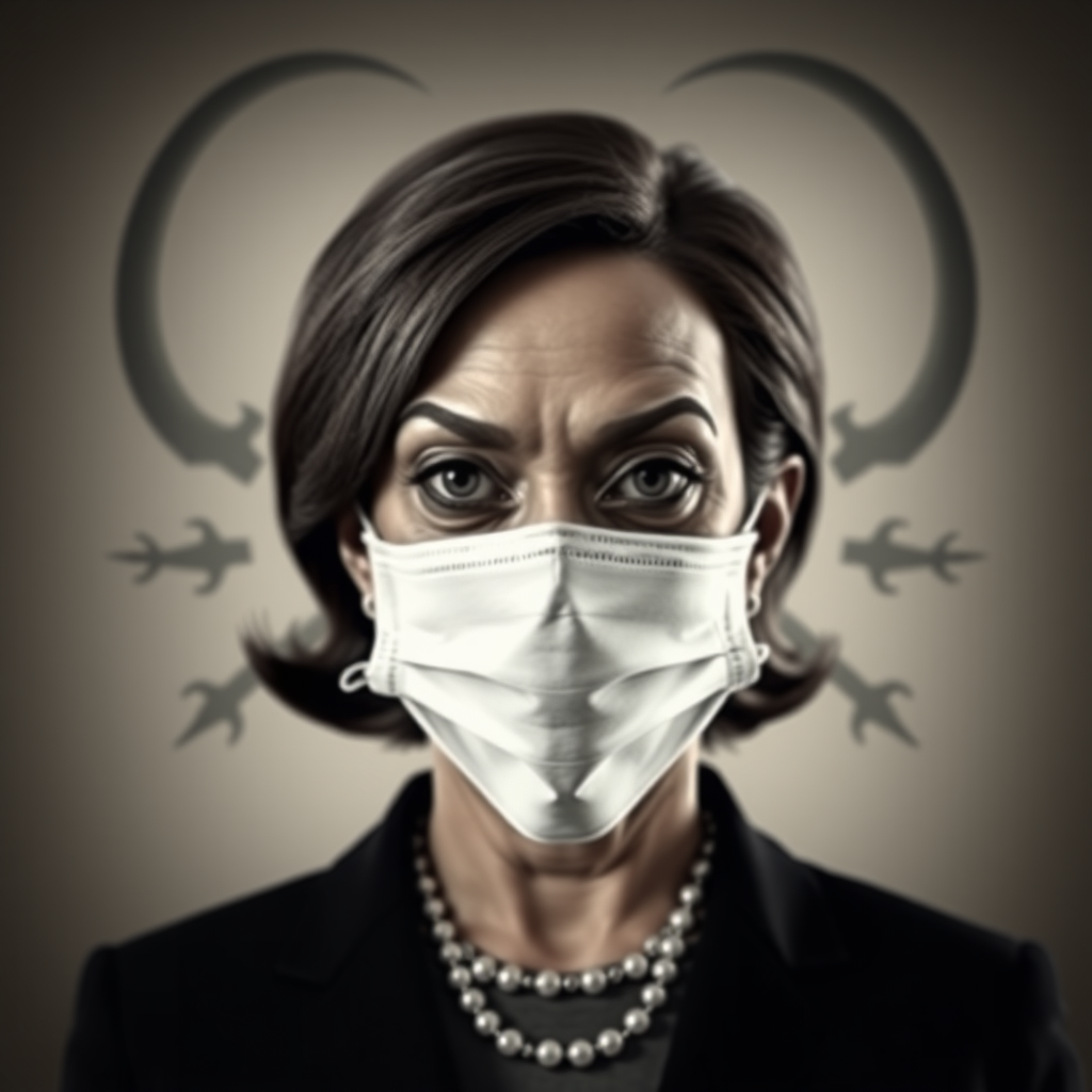 Kamala Harris is an evil alien with a human mask on her face.