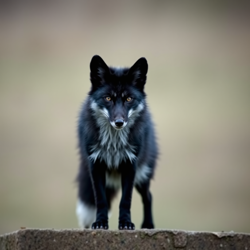 A black fox wearing thigh highs