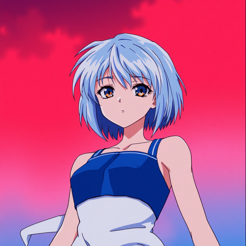 90s Anime screenshot of rei ayanami from evangelion