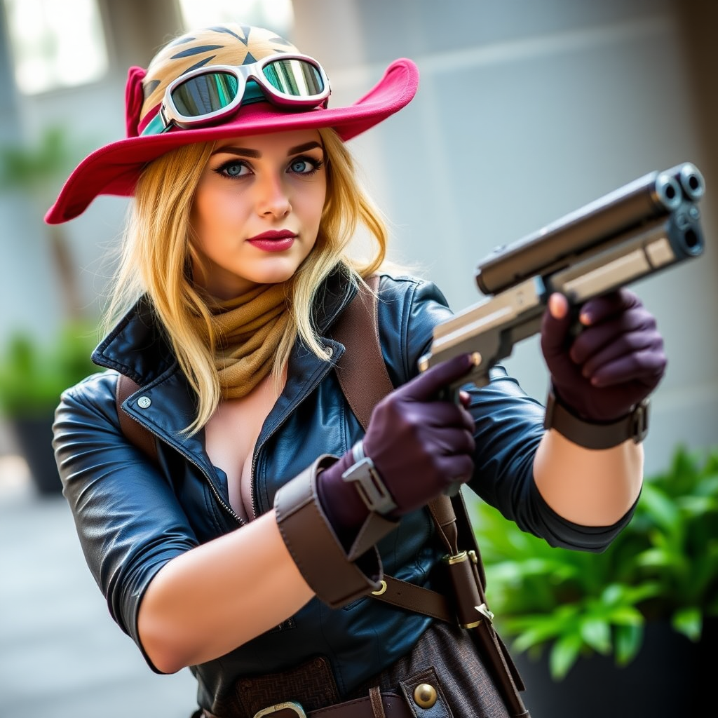 A woman cosplaying as Venture Bros Female Assassin character Molotov C.