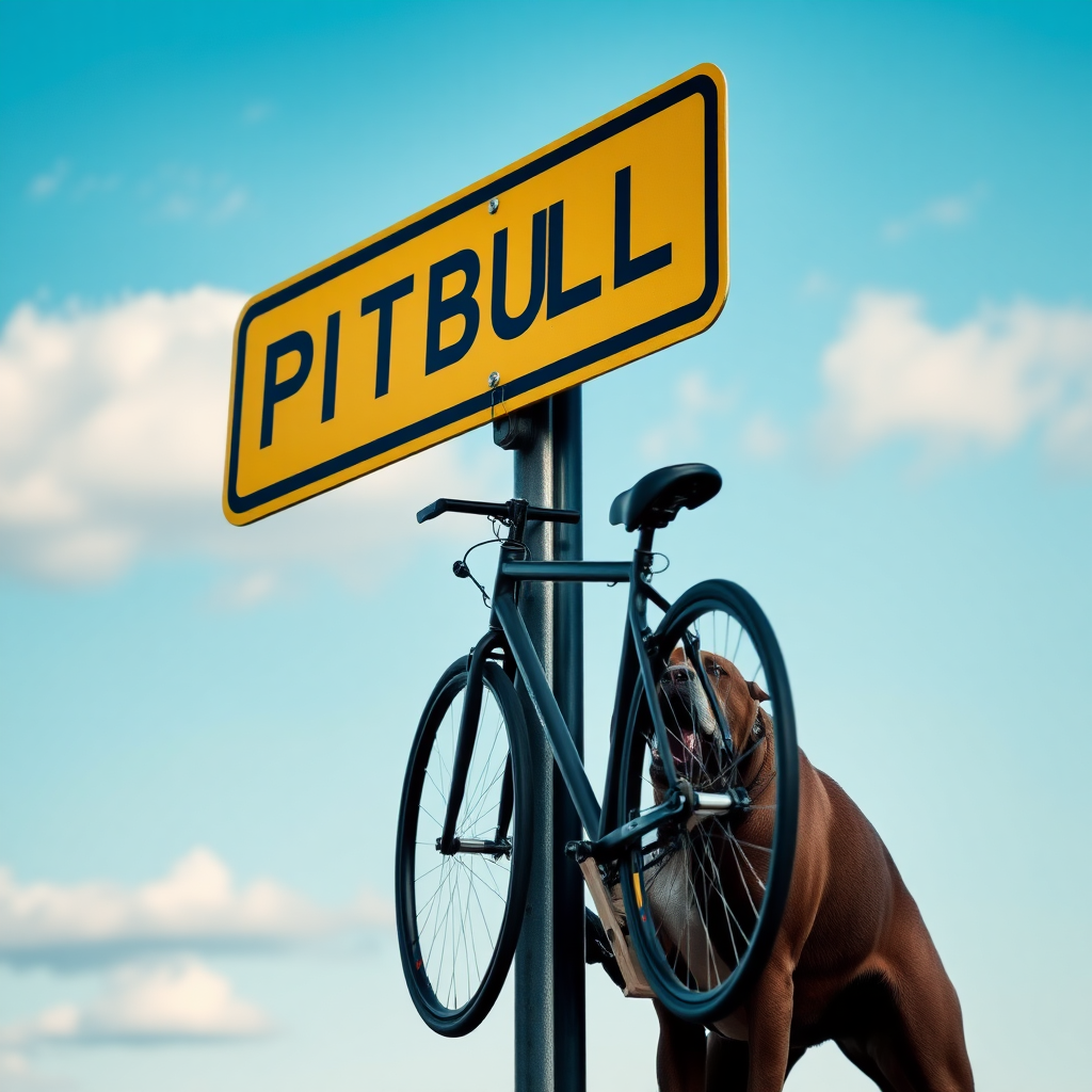 bicycle pitbull road sign