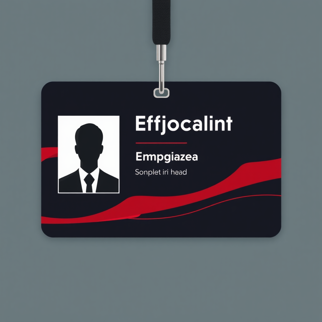 employee id card for IT company, professional themed, red and black dominant color