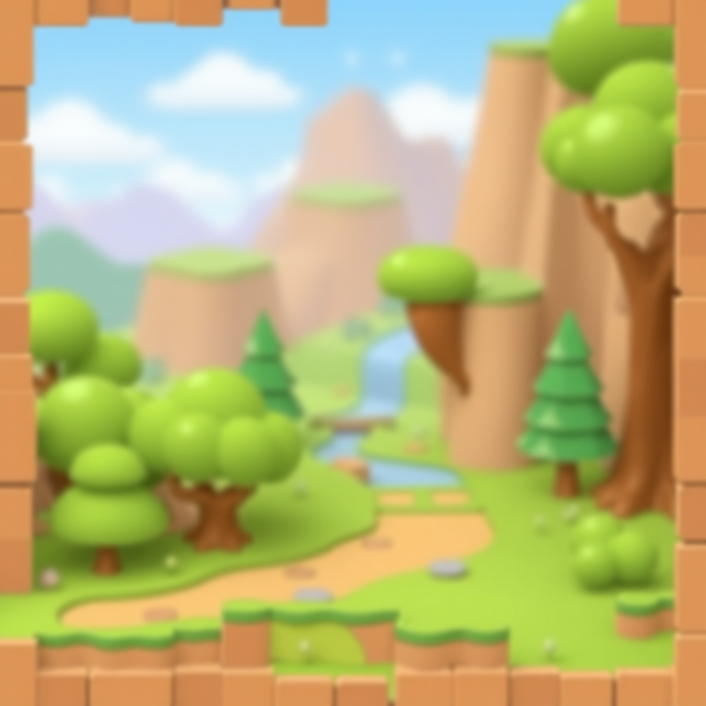 mobile puzzle game background, simple, 3d, pixel