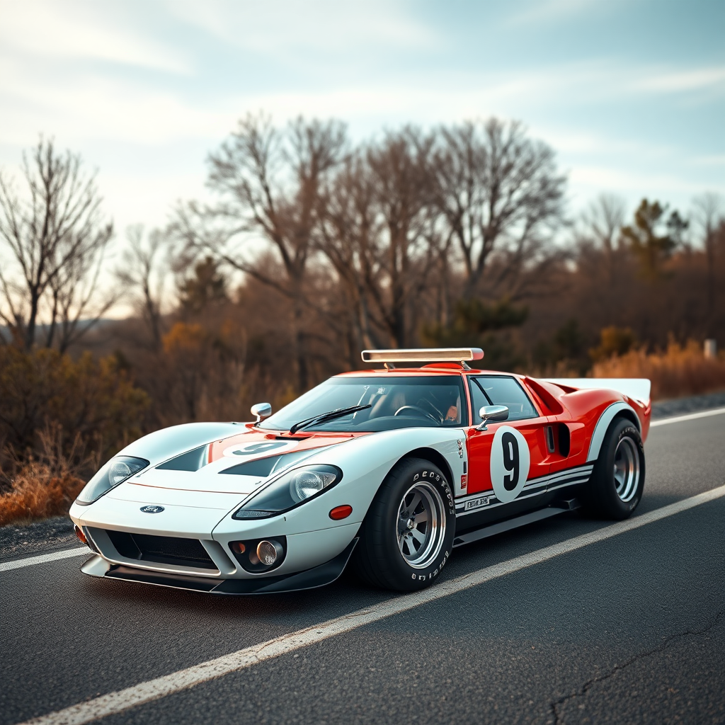 concept ford gt90 the 4x4 car is parked on the side of the road, inspired by Taiyō Matsumoto, tumblr, restomod, nd4, c4