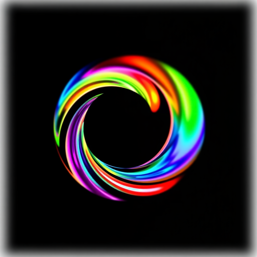 Circle Logo 4K Spiraling Multicolor Water Fill Clip Art Style No Blur Bright Vibrant