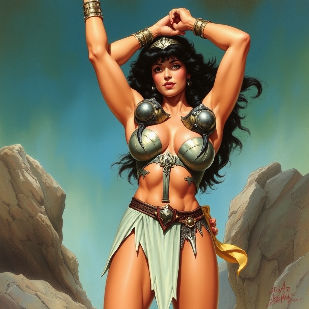 Imagine: if Frank Frazetta had originally painted Deja Thoris for adult comics - her arms up