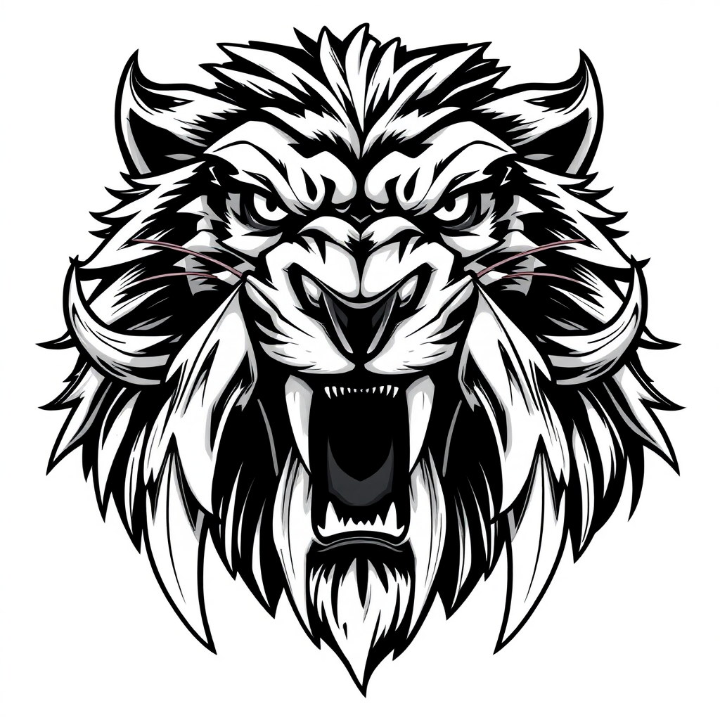 Create an anime-style illustration focusing solely on the claws of a lion, designed to appear demonic. The claws should be exaggerated and sharp, showcasing intricate details and a fierce, menacing look. Incorporate dynamic lines to convey movement and intensity, while using a black and white color scheme to enhance the dramatic effect. The overall design should embody a fierce and powerful aesthetic, suitable for a logo or branding related to strength and ferocity.