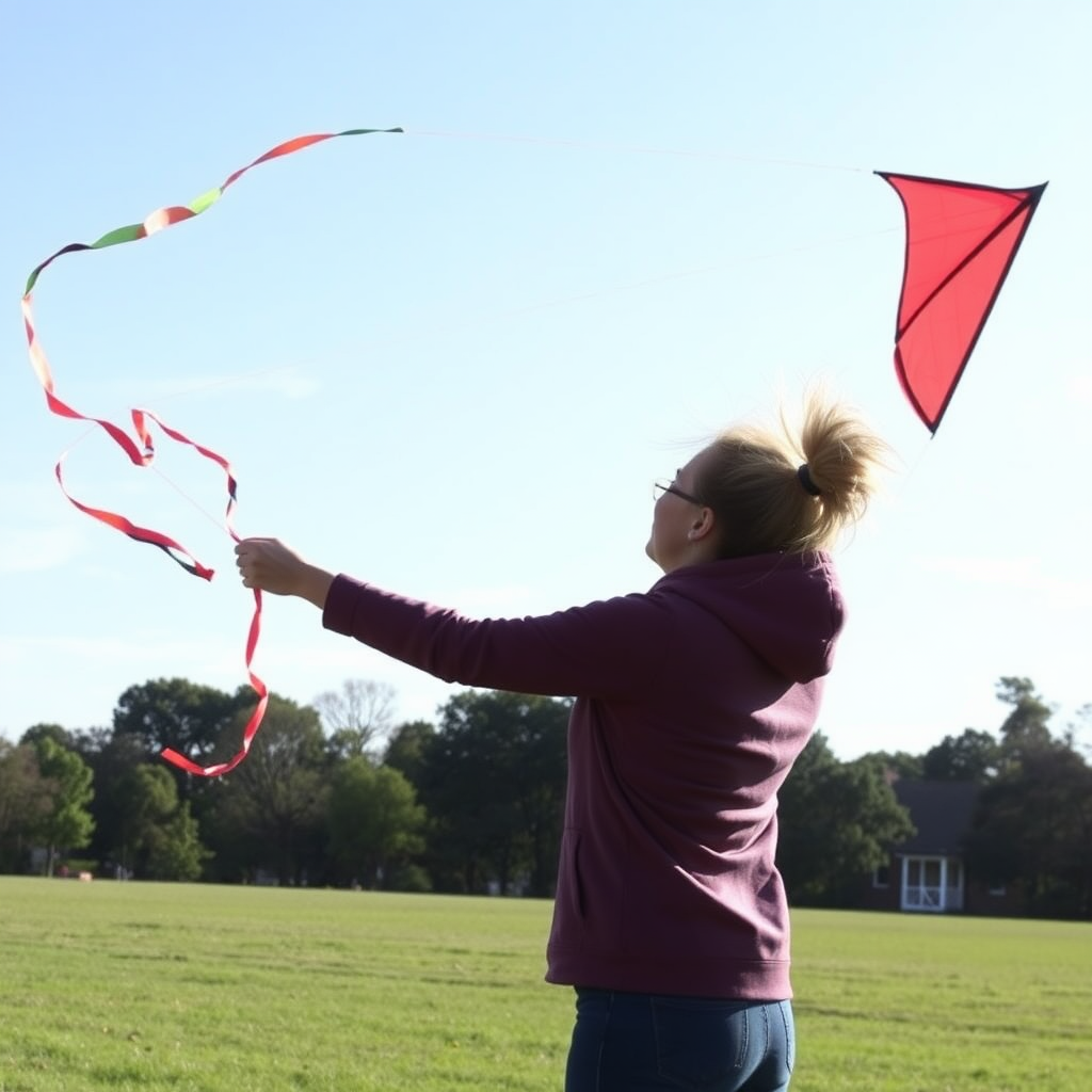 Amanda Hager flying a kite