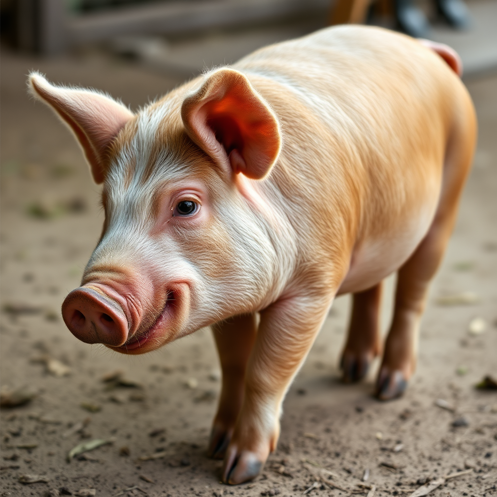 A shaved pig from the side