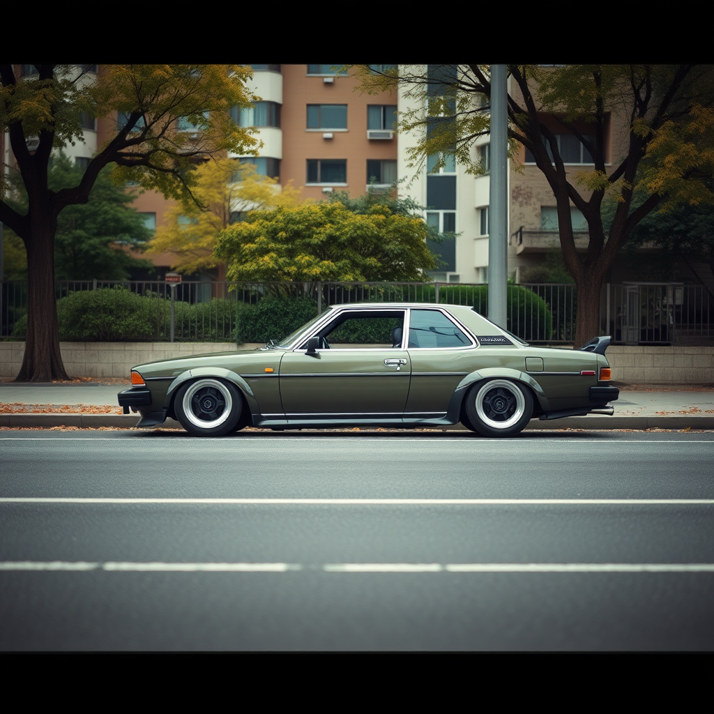 the car is parked on the side of the road, inspired by Taiyō Matsumoto, tumblr, restomod, nd4, c4