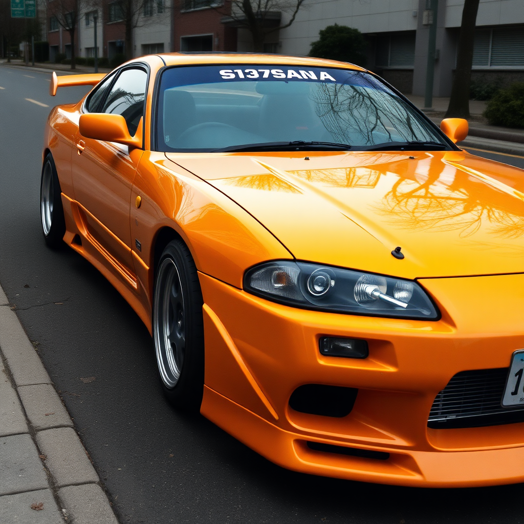 nissan silvia s14 the car is parked on the side of the road, inspired by Taiyō Matsumoto, tumblr, restomod, nd4, c4