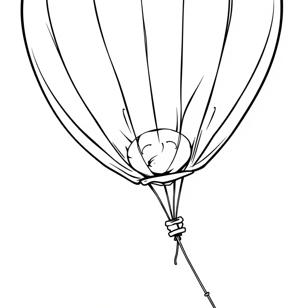 a balloon, tense fabric, massive protruding hernia in the balloon, side view, 2D, caricature, cartoon, Sketch lines, coloring book, coloring book style on white background, well composed, clean coloring book page, No dither, no gradient, strong outline, No fill, No solids, vector illustration, realistic proportions