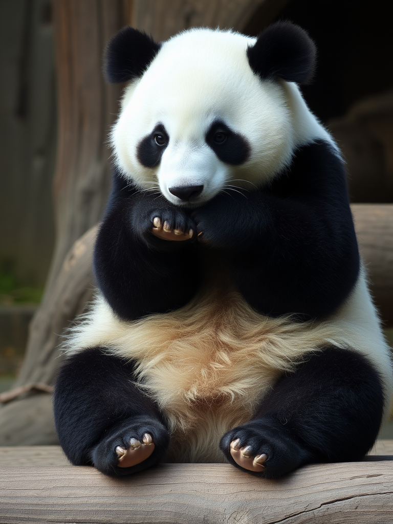 A picture of a sad panda bear