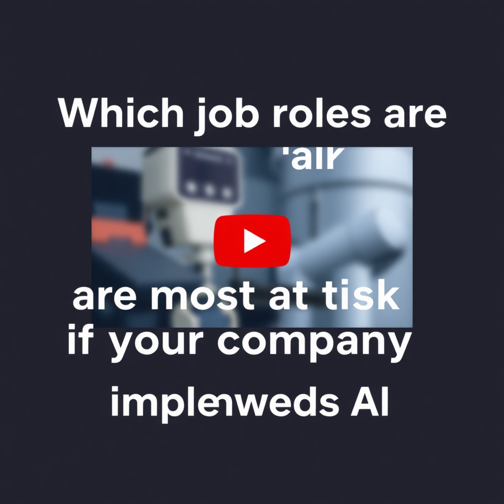 Please generate a wide thumbnail for a YouTube video using the following text:  Which job roles are most at risk if your company implements AI