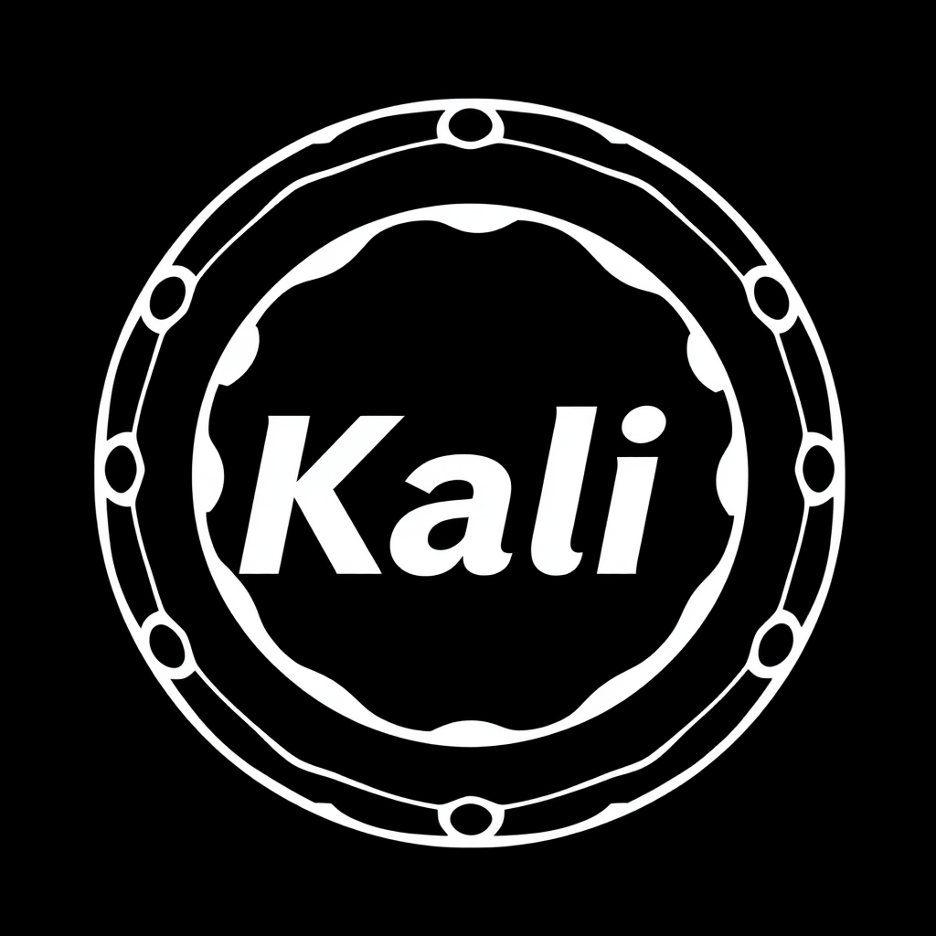 generate a simple modern vector logo with the word "Kali" within a circle for a marketing agency, duo tone