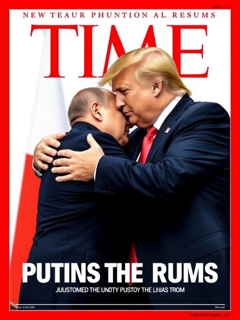 if Time Magazine had a cover of Putin and Trump embrace each other passionately.