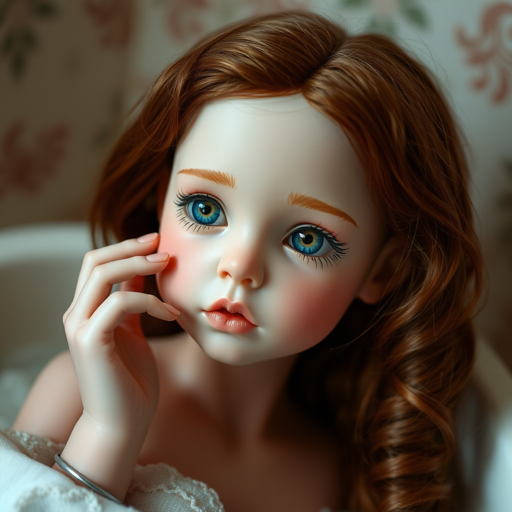 ooak art doll falling in love, flirting, artist doll, realistic doll, life-like porcelain doll, young preteen girl, unique personality, stunning eyes, bisque doll, bathing