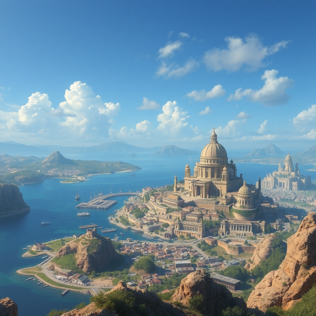 Landscape of a city of Atlantis.