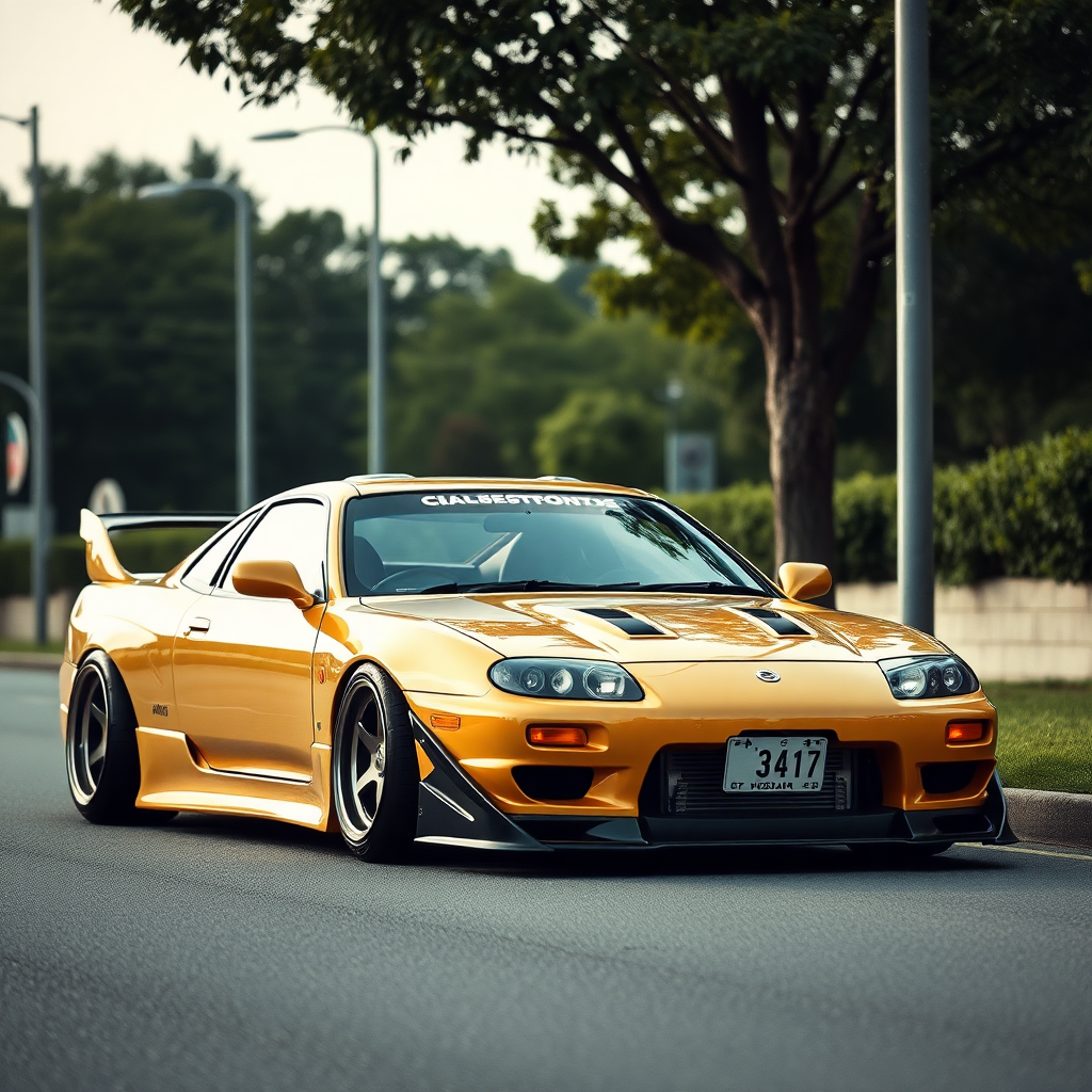 concept tuner nissan silvia s14 the car is parked on the side of the road, inspired by Taiyō Matsumoto, tumblr, restomod, nd4, c4