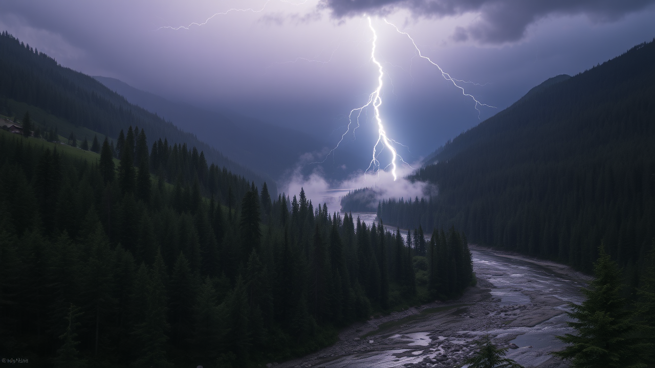 photo, lightning, river, forests