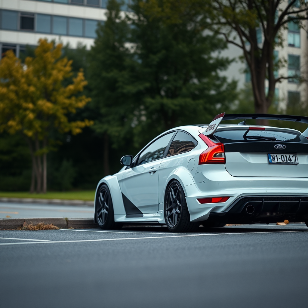 concept ford focus rs 2009 car is parked on the side of the road, inspired by Taiyō Matsumoto, tumblr, restomod, nd4, c4