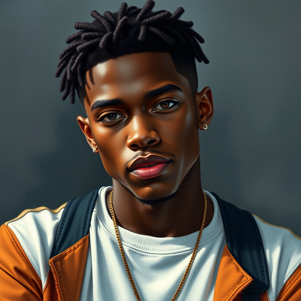 an image of the most handsome teenage black boy that can make any girl want him(hyperrealistic art)