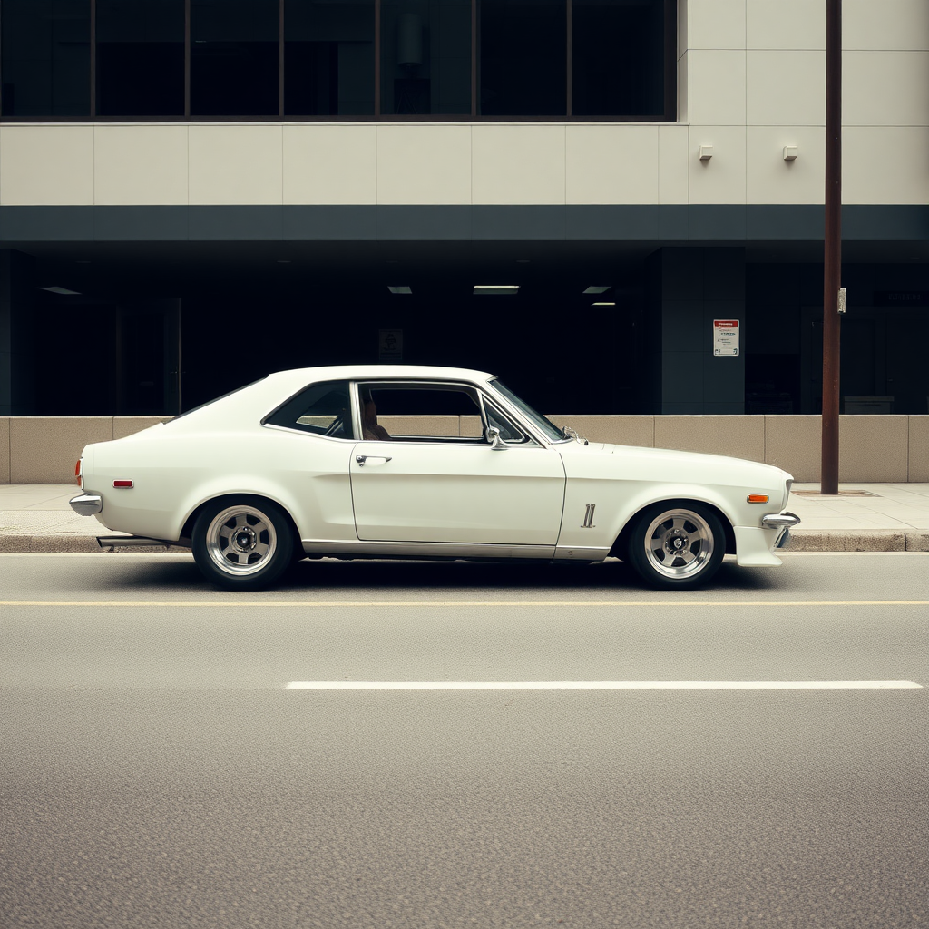 the car is parked on the side of the road, inspired by Taiyō Matsumoto, tumblr, restomod, nd4, c4