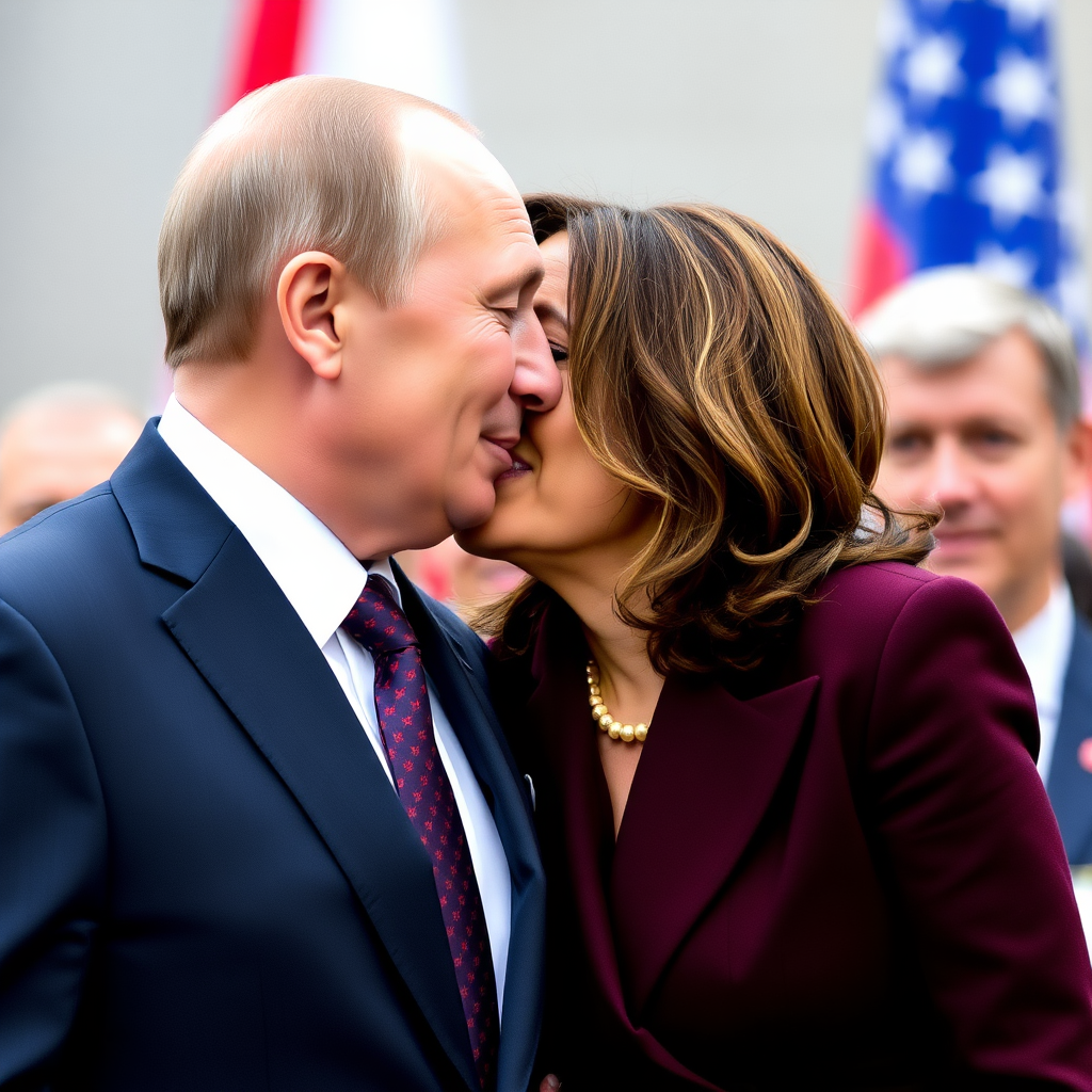 Kamala Harris and Putin kissing.