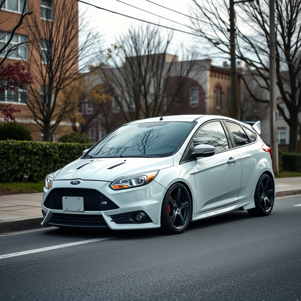 ford focus rs 2009 car is parked on the side of the road, inspired by Taiyō Matsumoto, tumblr, restomod, nd4, c4