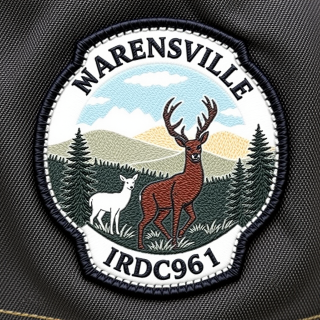 8 sided badge for wearing on a vest. the warehouse number is rdc961. The city is Minersville PA. include mountains. Deer